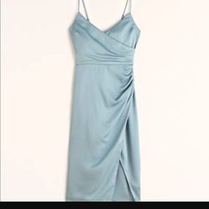 Beautiful Satin Ruched Wrapped MIDI Dress